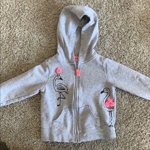 Grey hoodie with 🦩